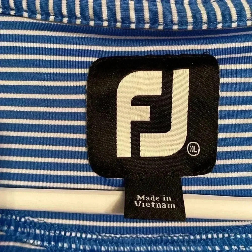 Footjoy XL blue and white stripe gold polo - like new - Picture 2 of 7